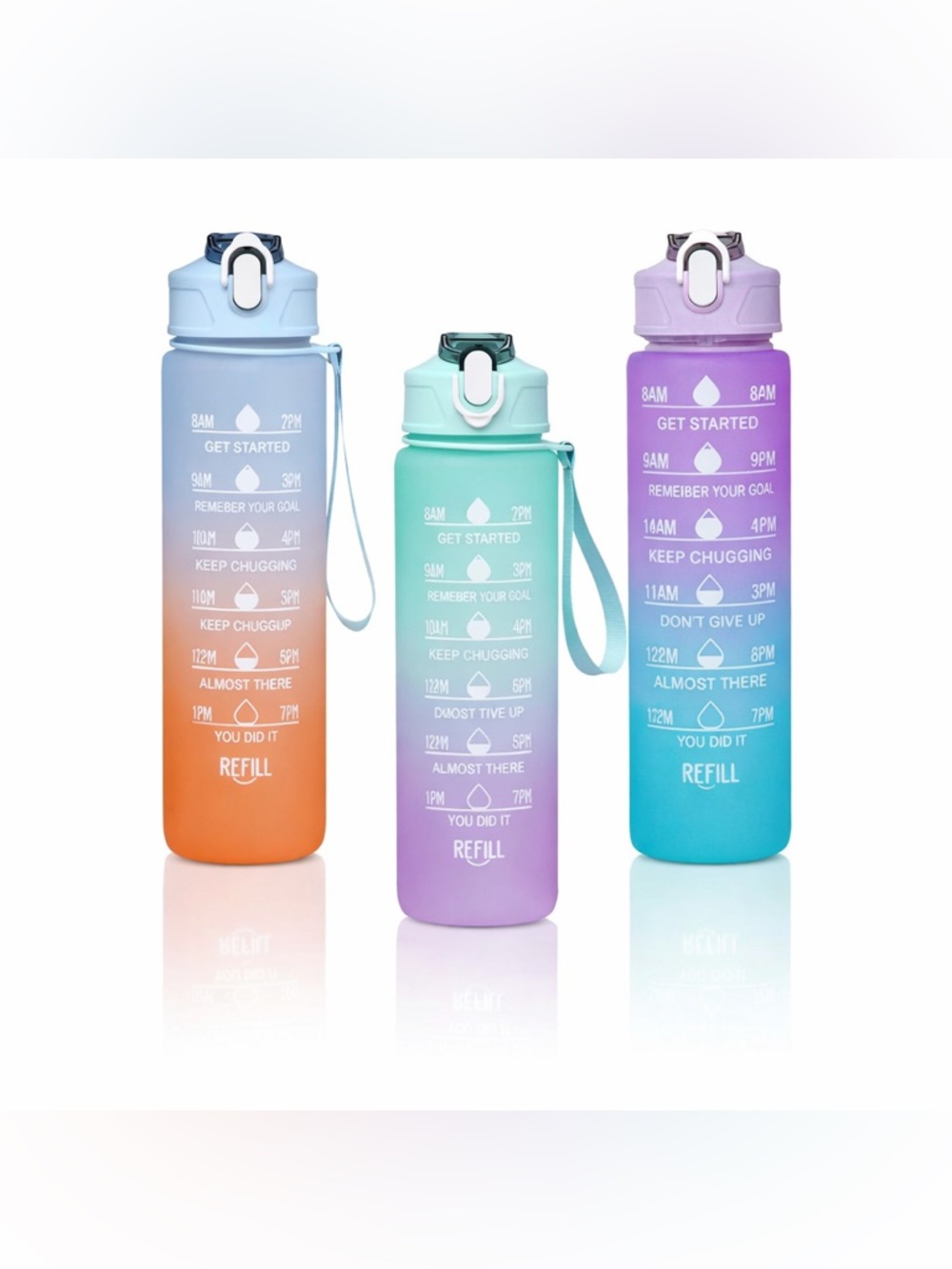 🌸☀️ Motivational Time Marker Water Bottle | 750ml | Fitness and Wellness Gift 🎀